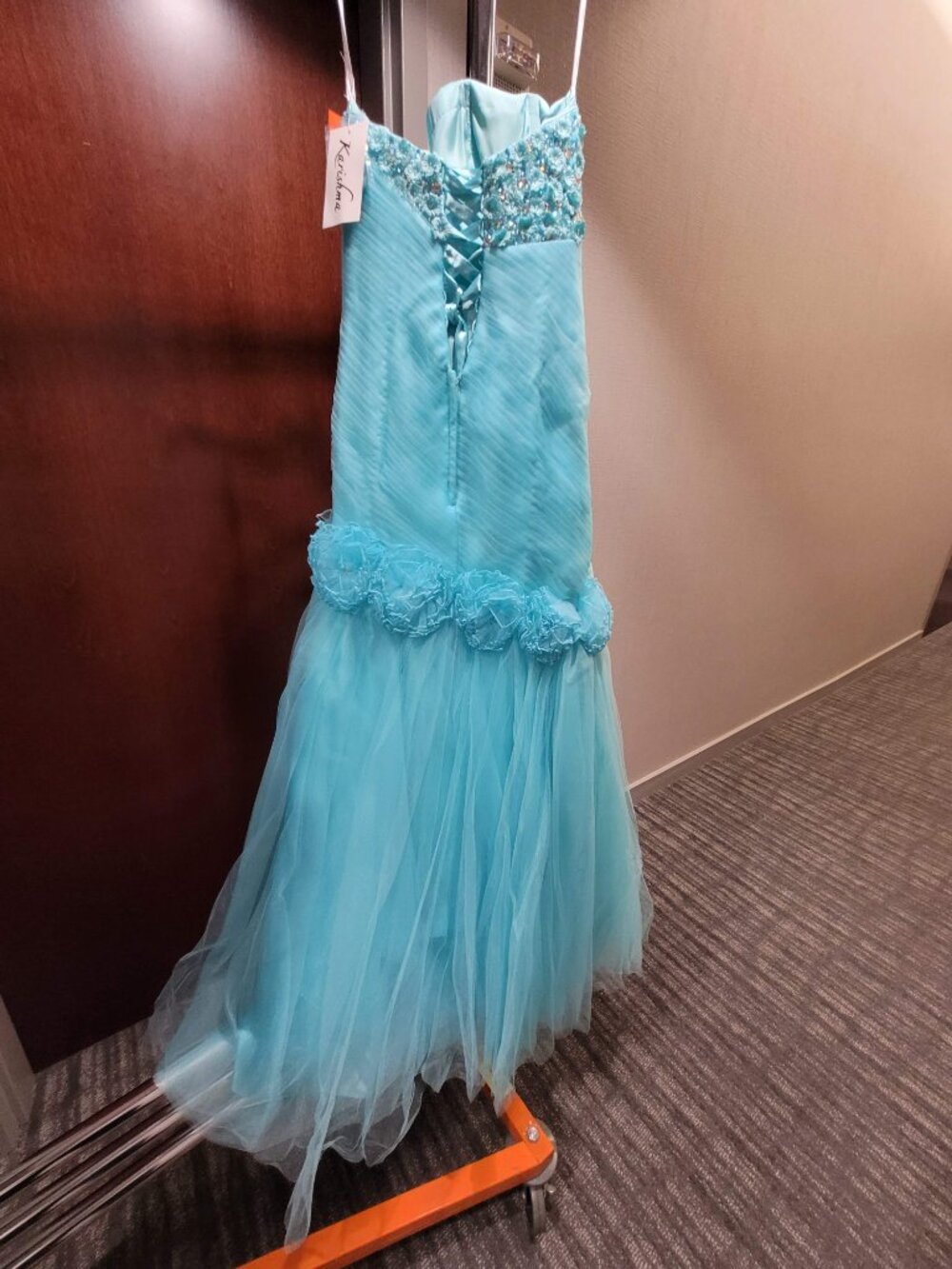 Karishma 3166 Size 4 Turquoise Prom Dress - Picture 3 of 4